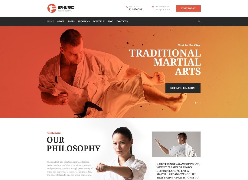 Samurai | Karate School and Fitness Center WordPress Theme