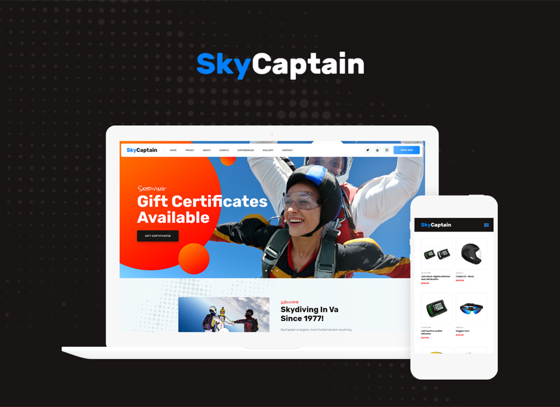 SkyCaptain | Skydiving & Extreme Flying Sports WordPress Theme