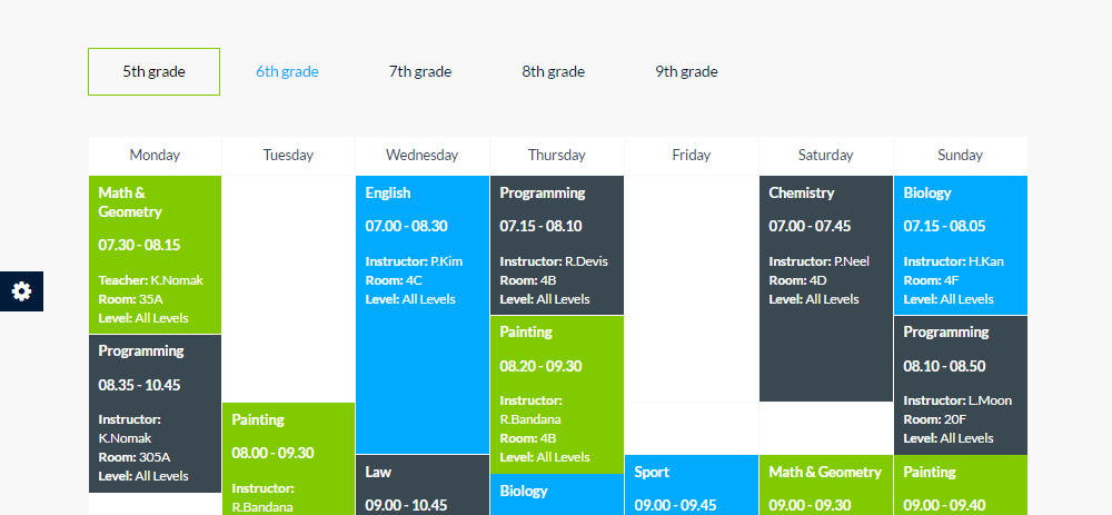 Smarty Theme Review Timetable