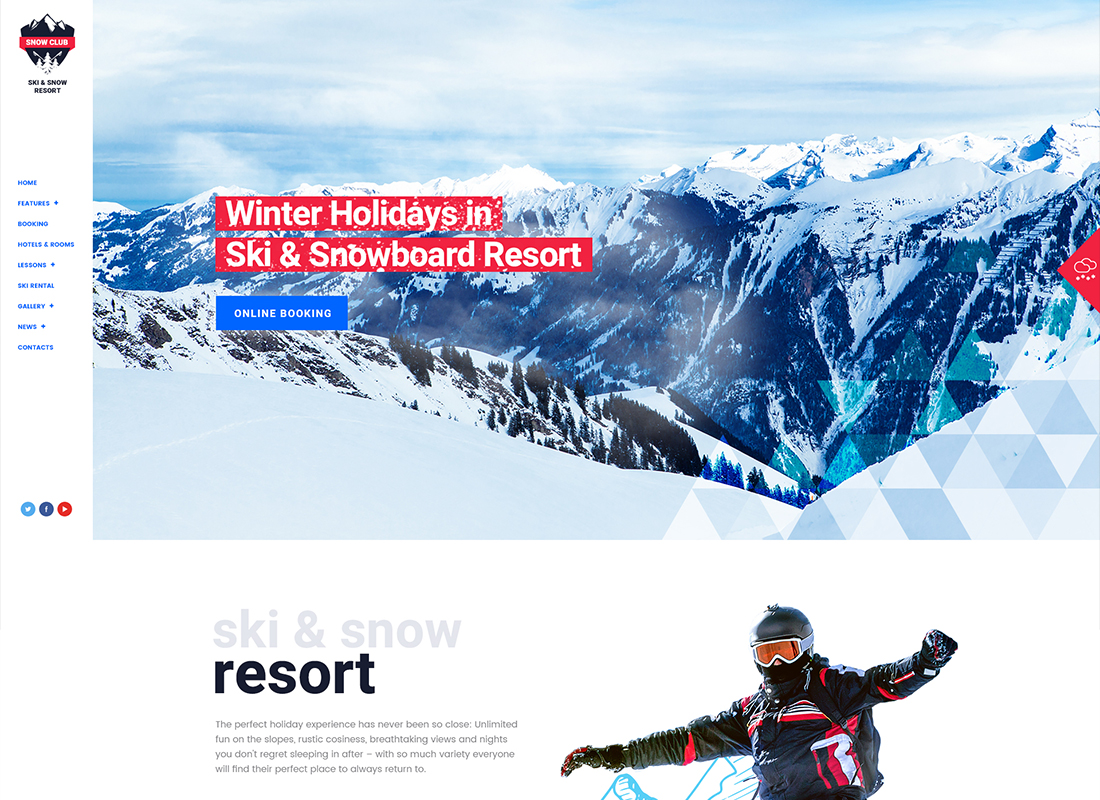 Snow Club - Ski Resort and Snowboard Classes WordPress Theme