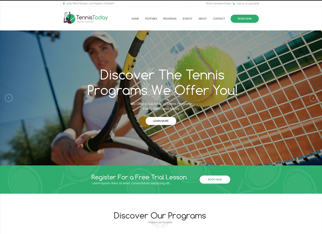 Tennis Today - Sport School & Events WordPress Theme