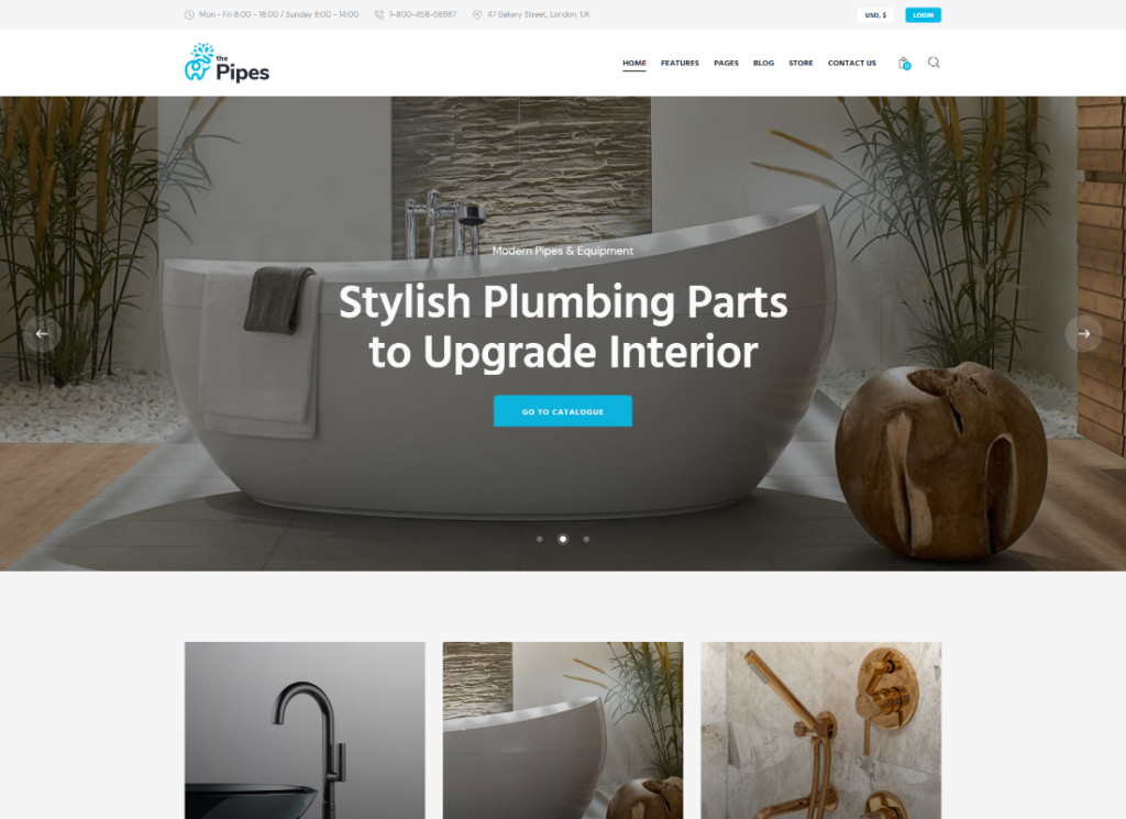 The Pipes | Plumbing Service and Building Tools Store WordPress Theme