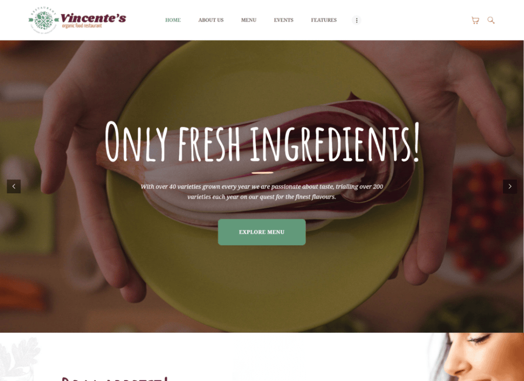 Vincente's - Organic Food Restaurant & Eco Cafe WordPress Theme
