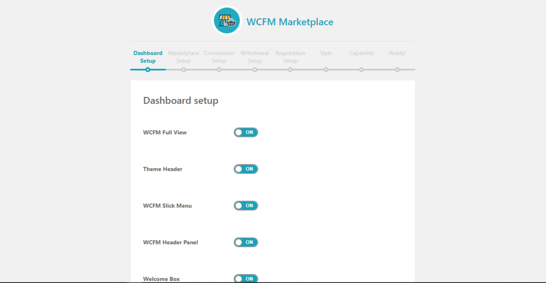 WCFM Marketplace – Best Multivendor Marketplace for WooCommerce setup page