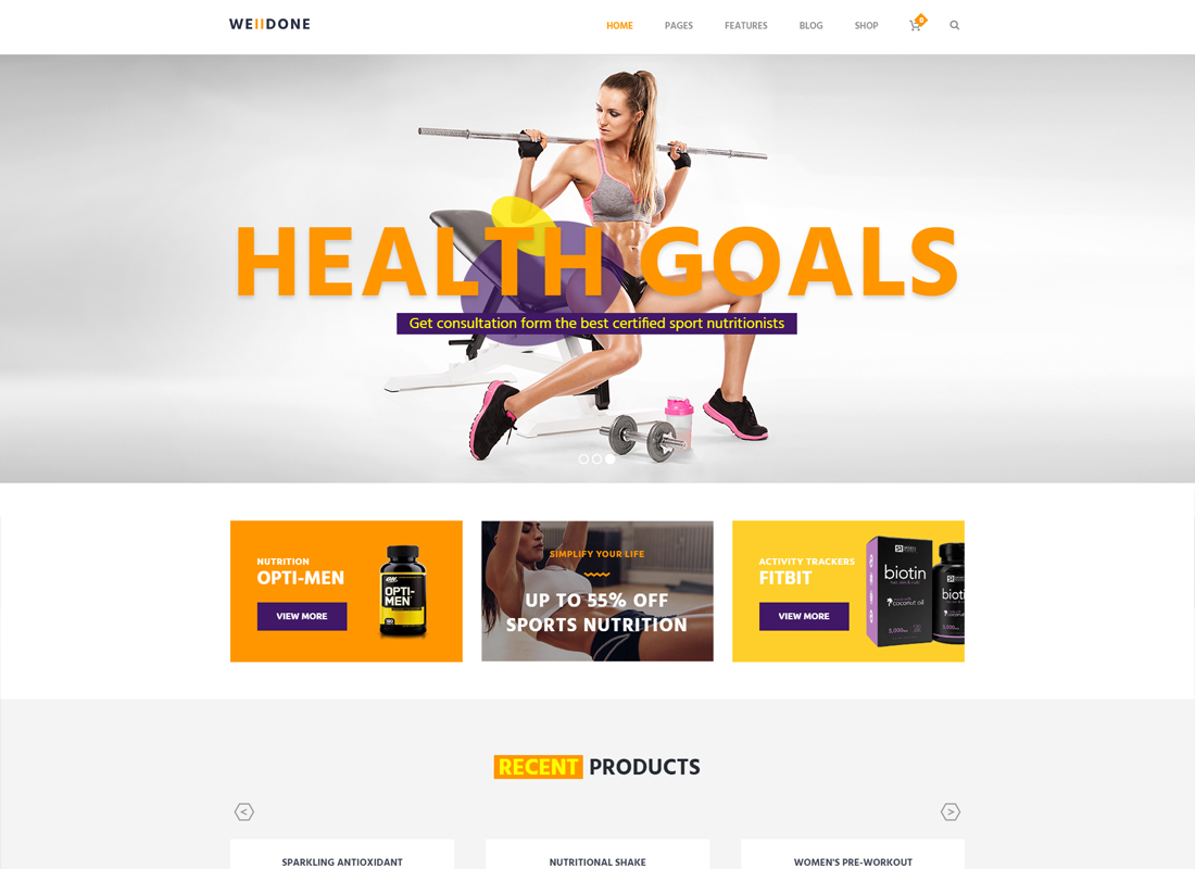 Welldone | Sports & Fitness Nutrition and Supplements Store WordPress Theme