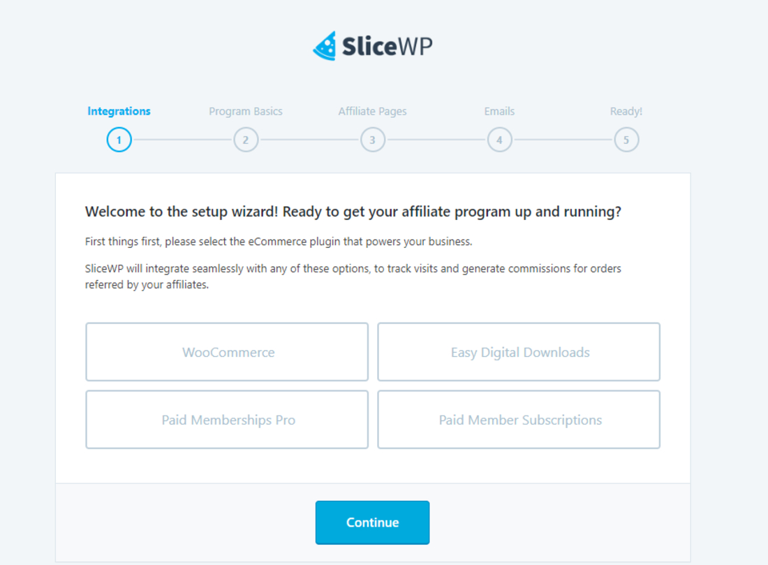 SliceWP setup page