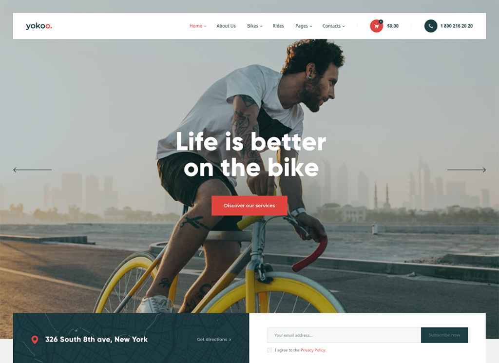 Yokoo - Bike Shop & Bicycle Rental WordPress Theme