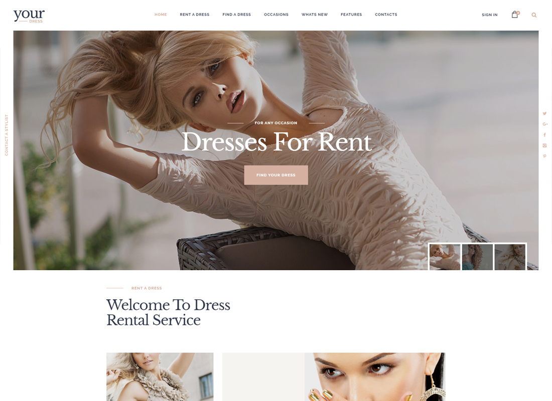 Your Dress | Dress Rent Rental Services WordPress Theme