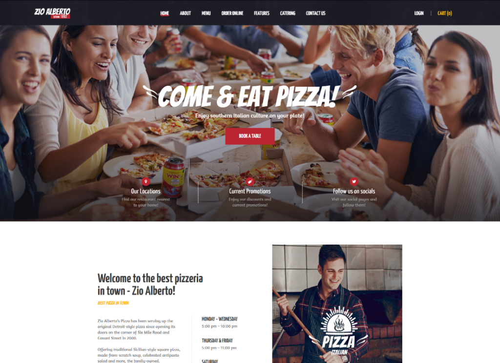 Zio Alberto - Pizza Restaurant, Cafe & Bistro WordPress Theme