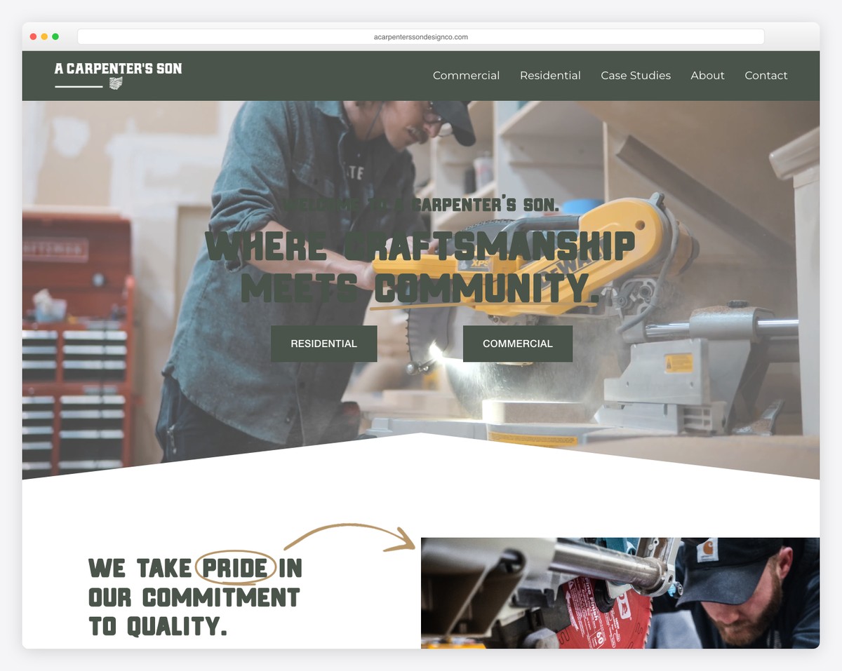 A Carpenter's Son custom woodworking and carpentry website