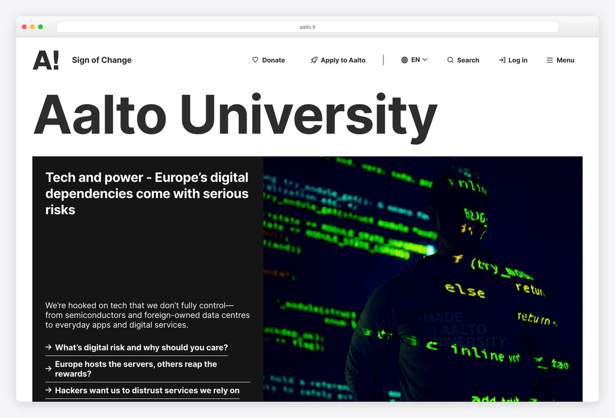 Aalto University homepage design