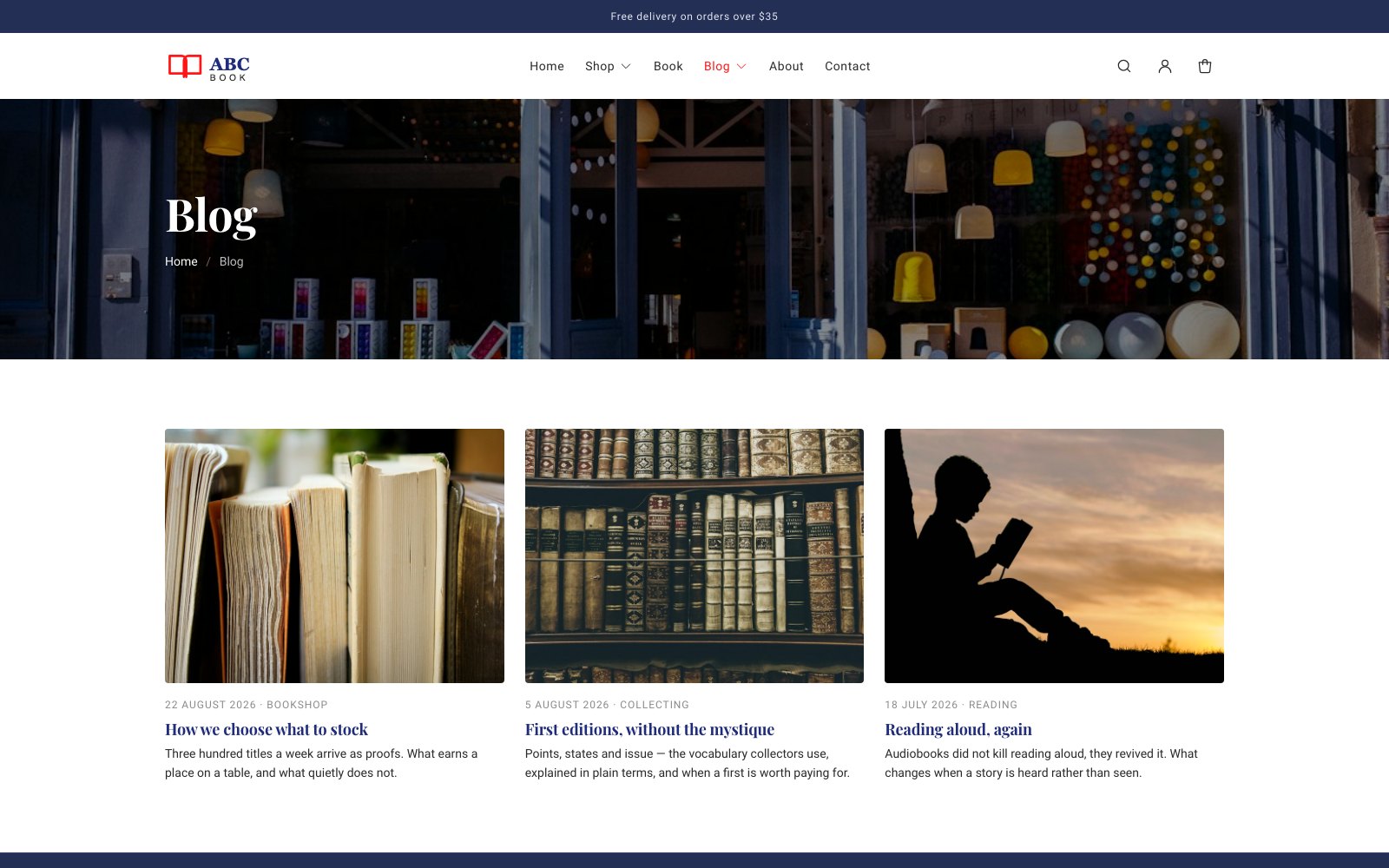 ABC Book Shopify theme blog page