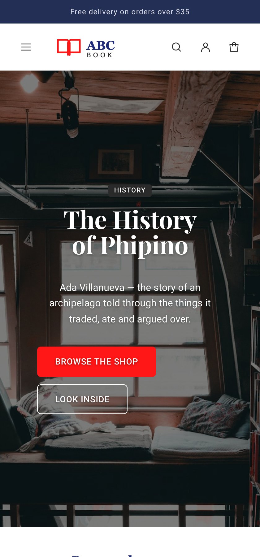 ABC Book Shopify theme on mobile