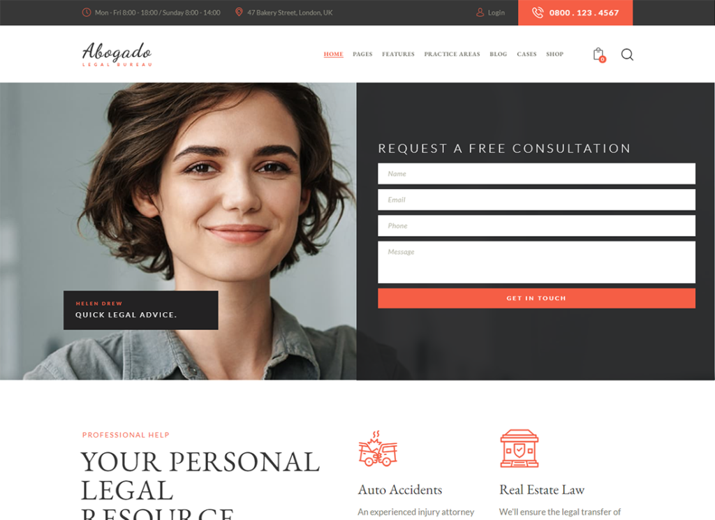 Abogado - Lawyer Firm & Legal Bureau WordPress Theme