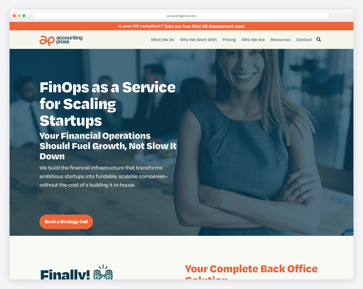 accounting prose website example
