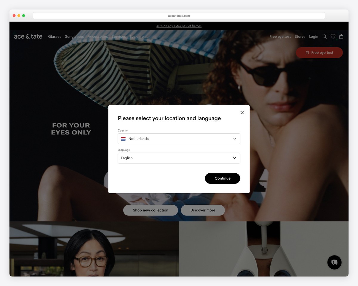 ace & tate website example