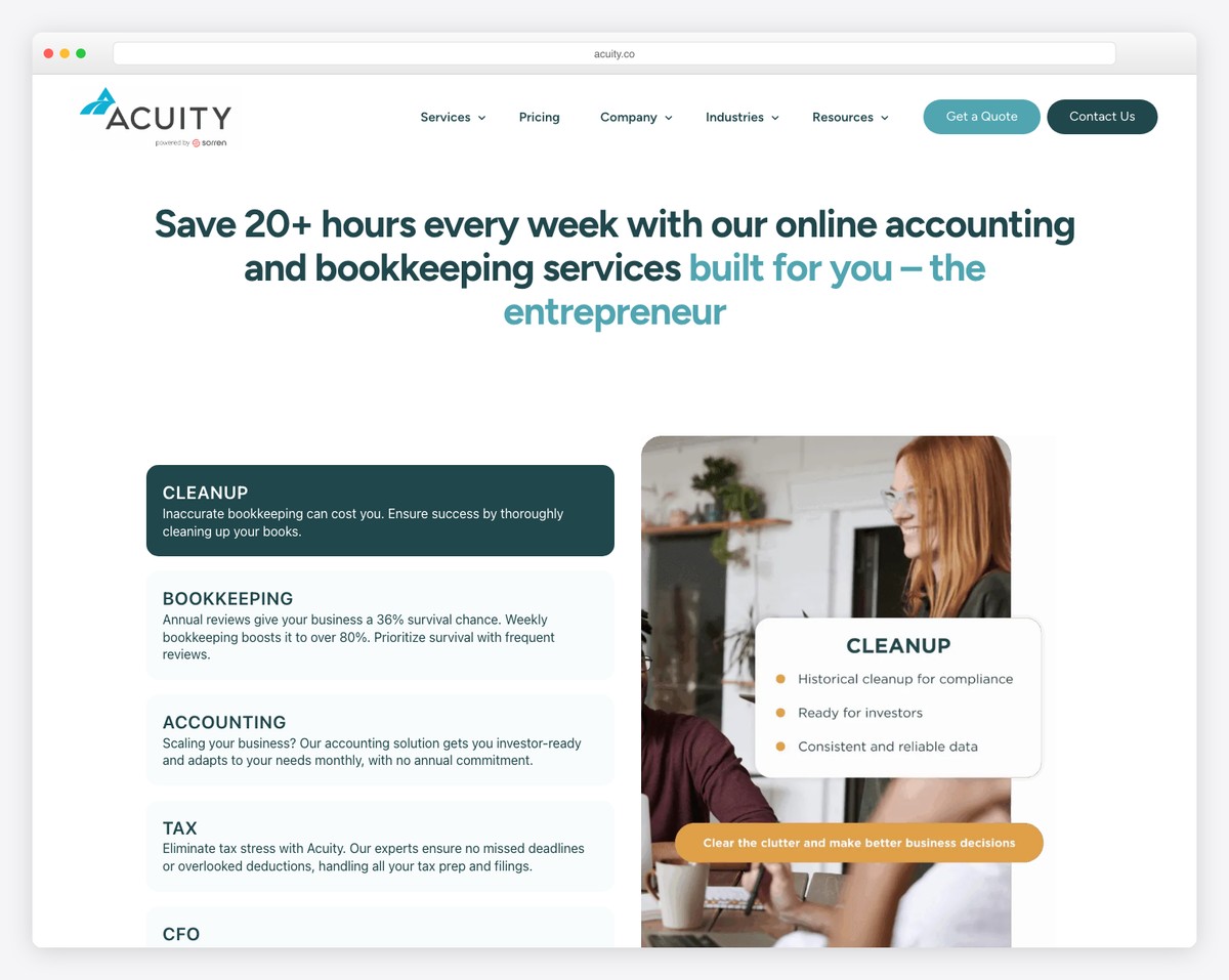 acuity website example