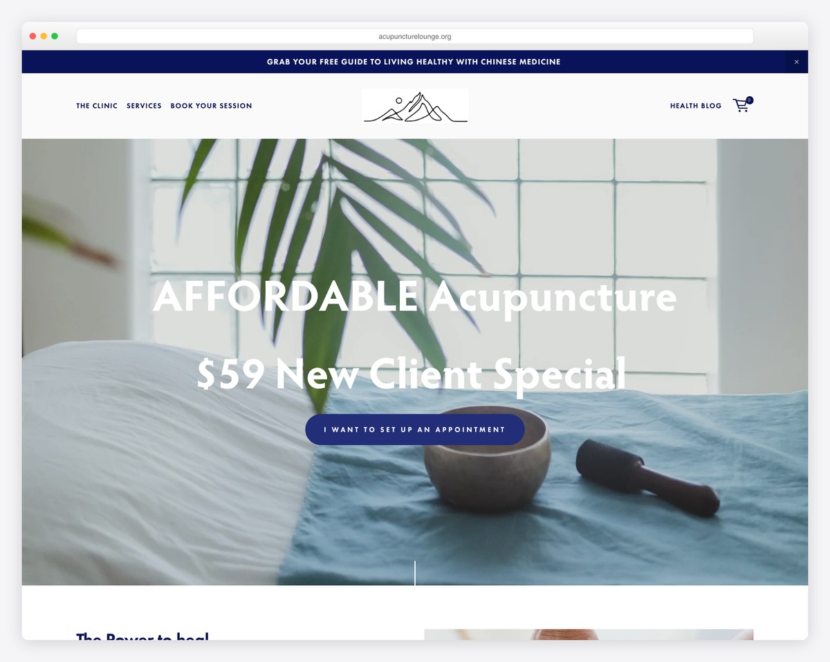 acupuncture lounge website example