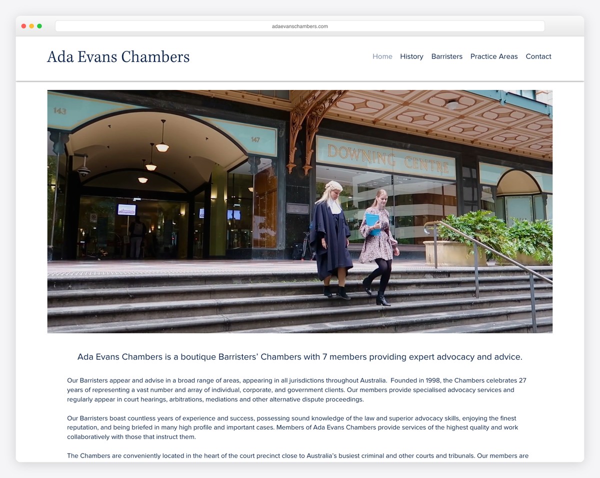 ada evans chamber lawyer website