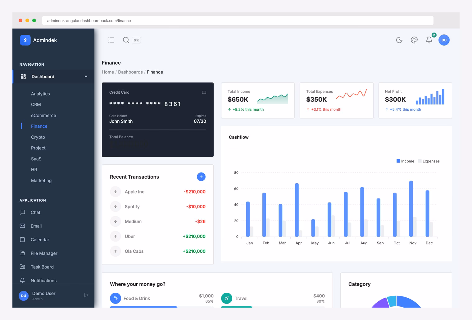 AdminDek Angular - Bootstrap 5 Angular admin template by DashboardPack