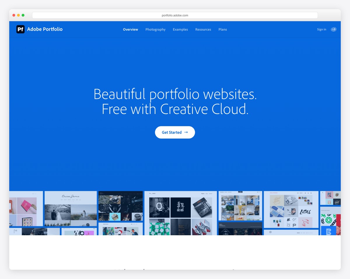 Adobe Portfolio website builder with Behance integration and Lightroom sync