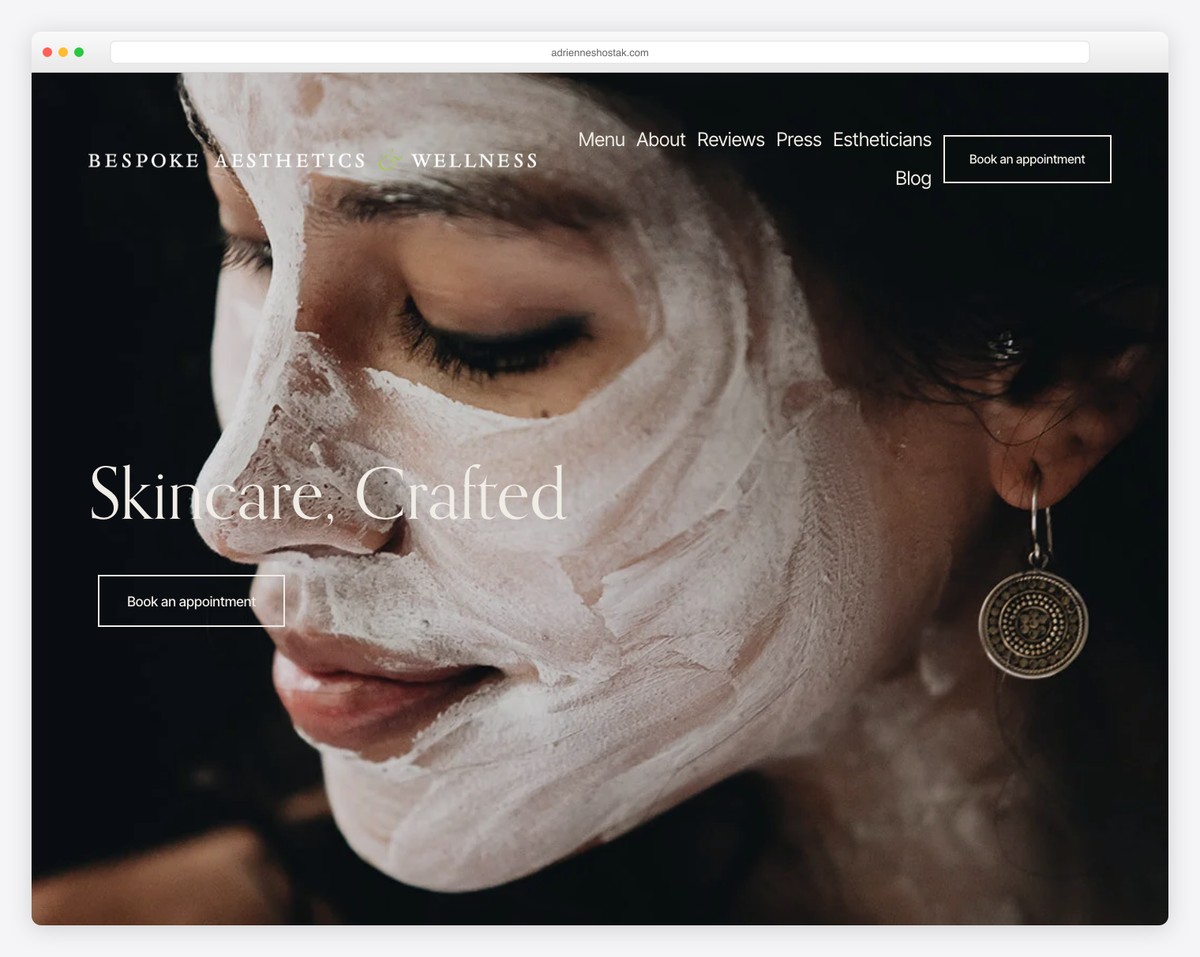 bespoke aesthetics + wellness website example