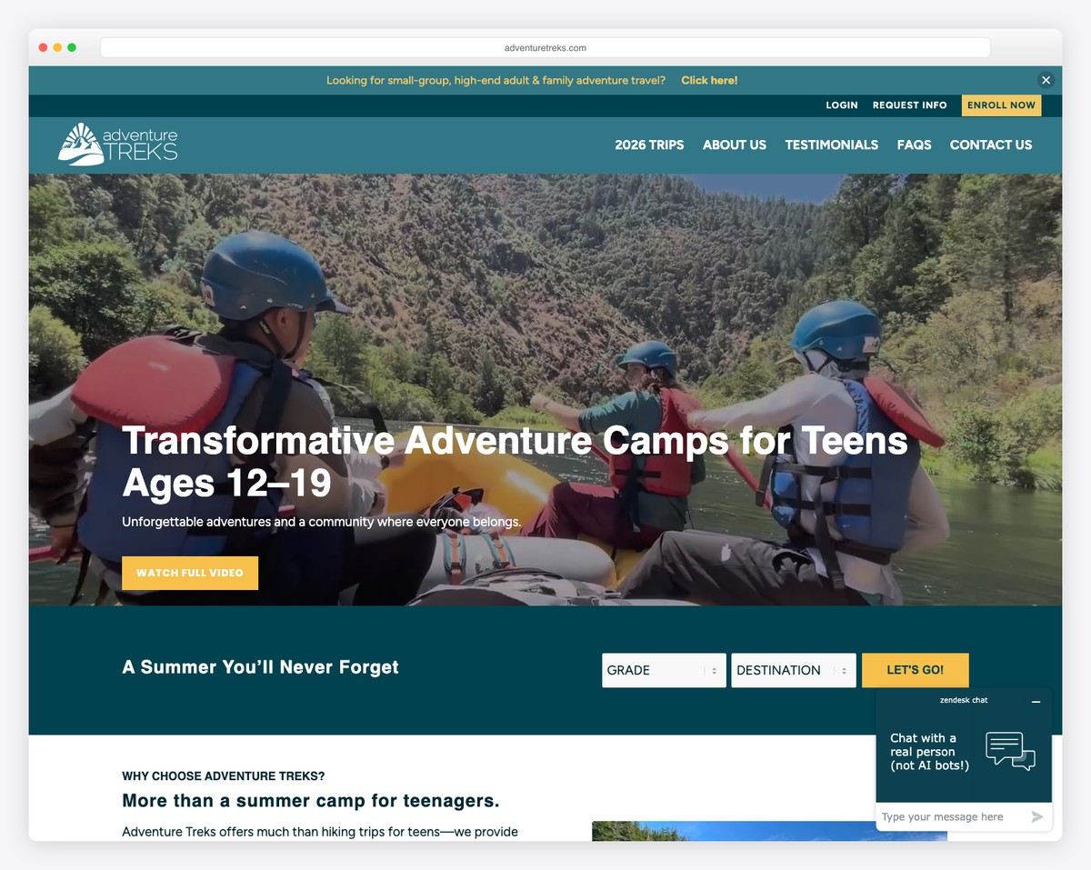 adventure treks website example