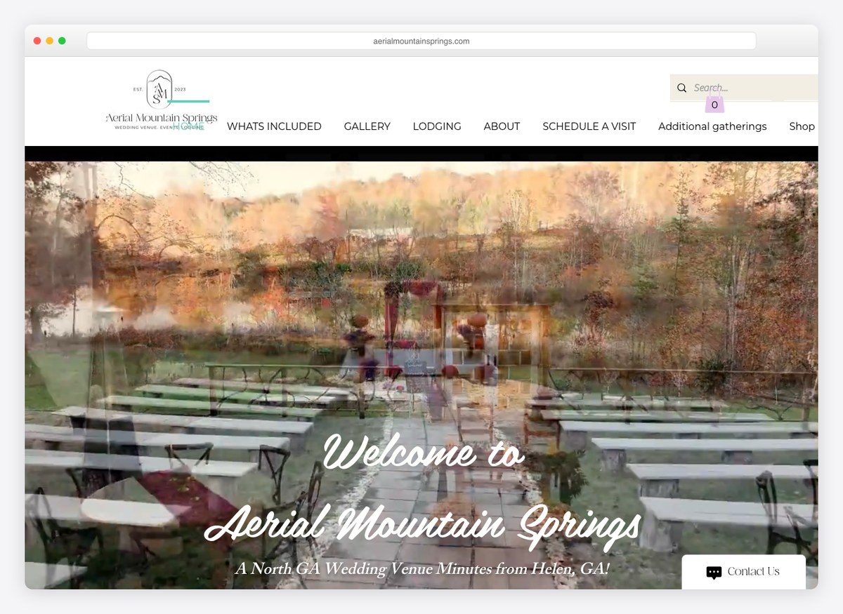 Aerial Mountain Springs event website homepage