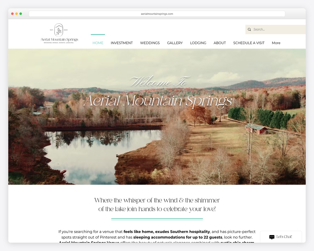 aerial mountain springs website example