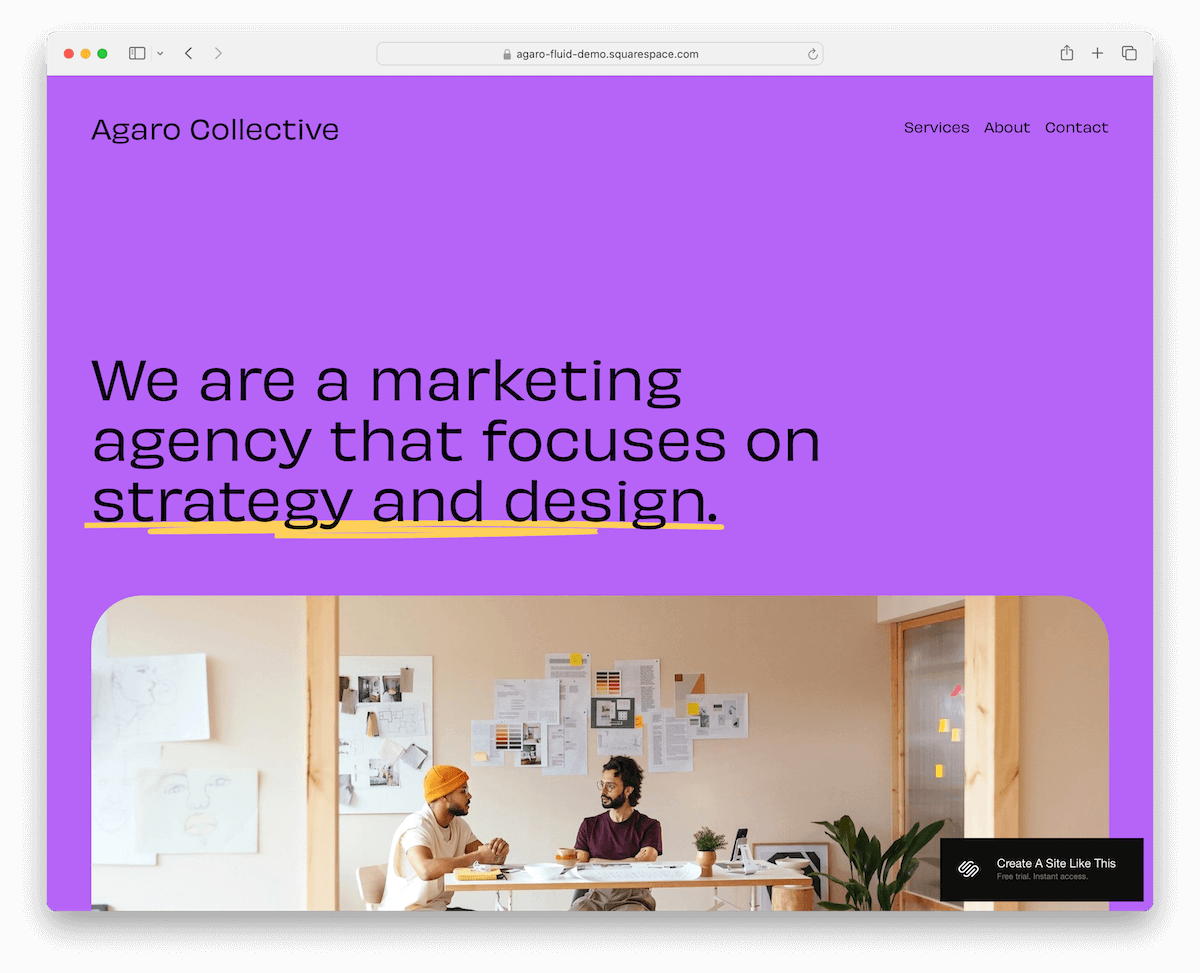 agaro - marketing agency landing page template for Squarespace