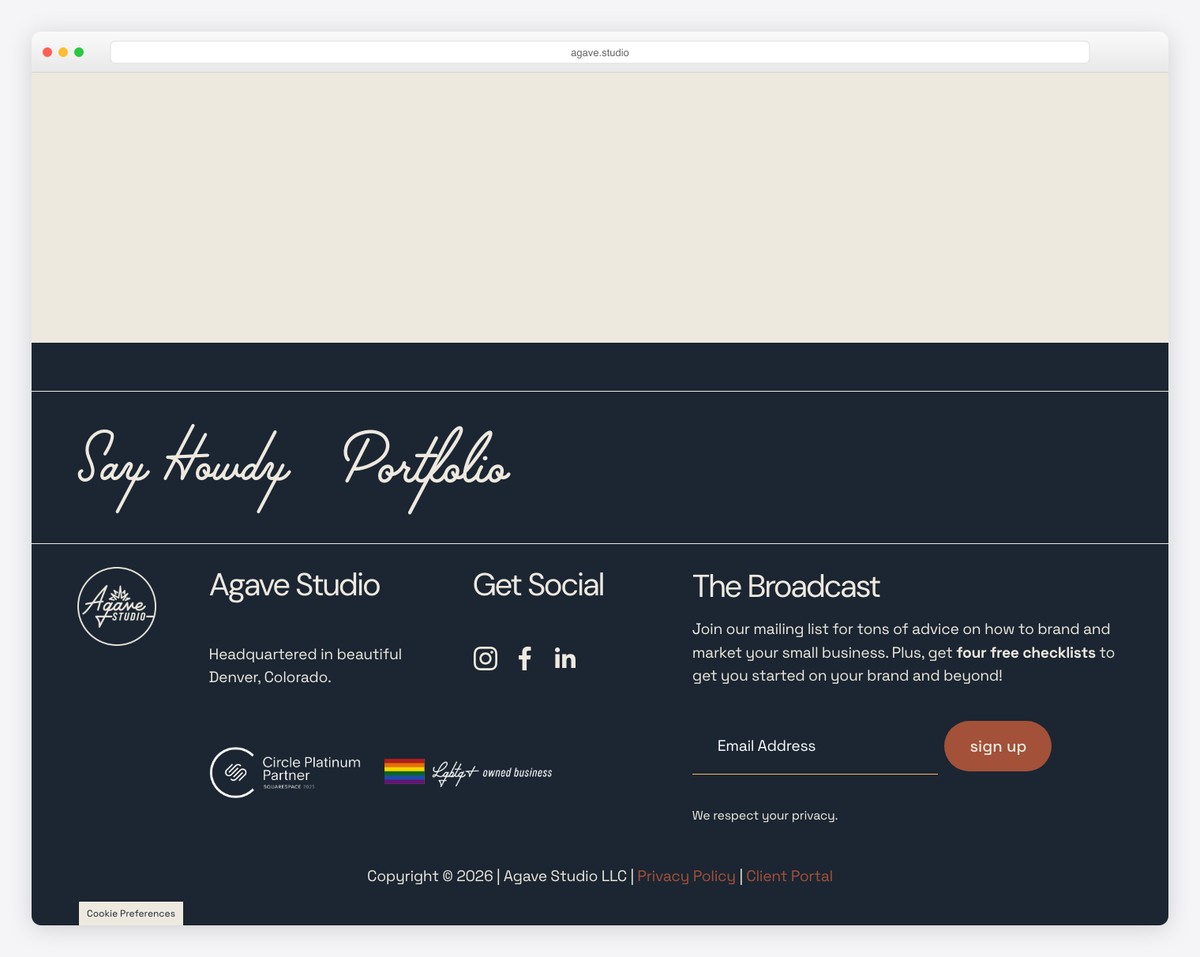 agave studio website example