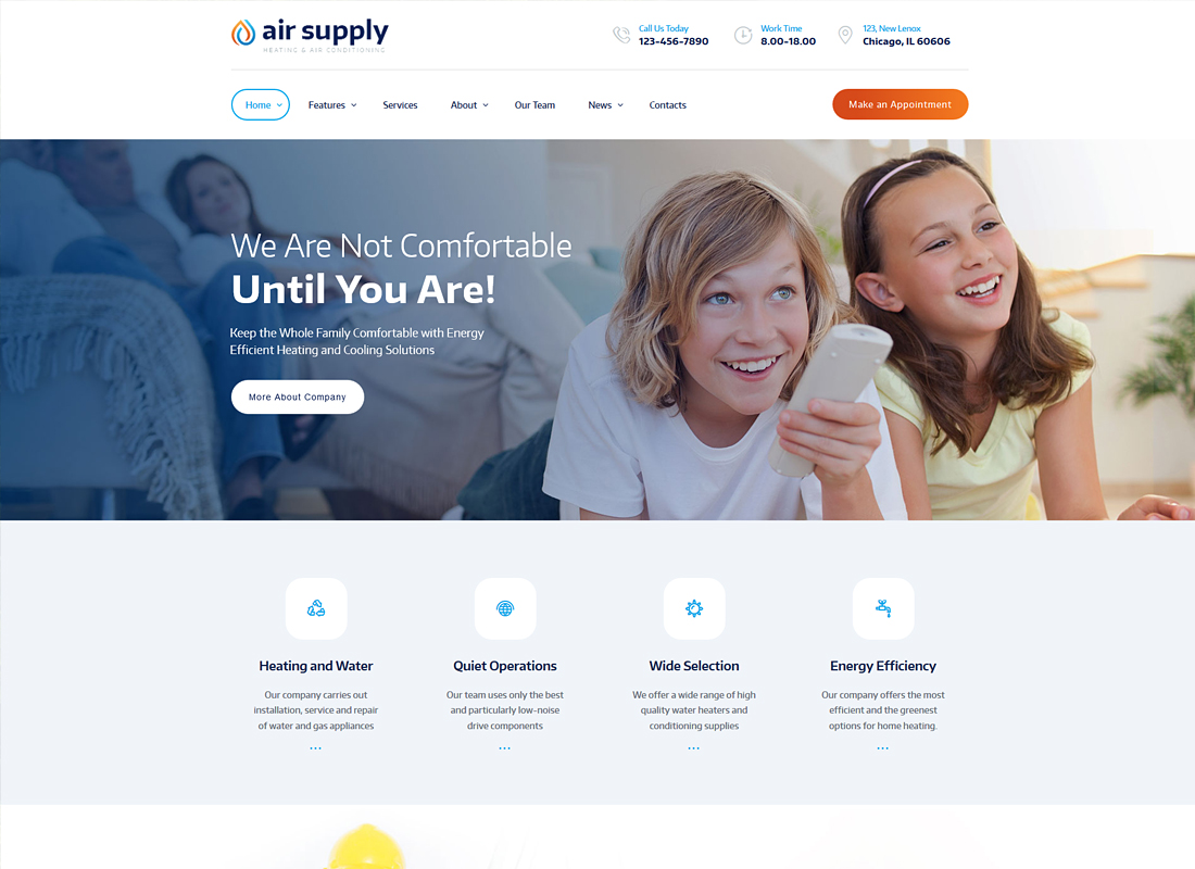 Air Conditioning Company and Heating Services WordPress Theme + RTL