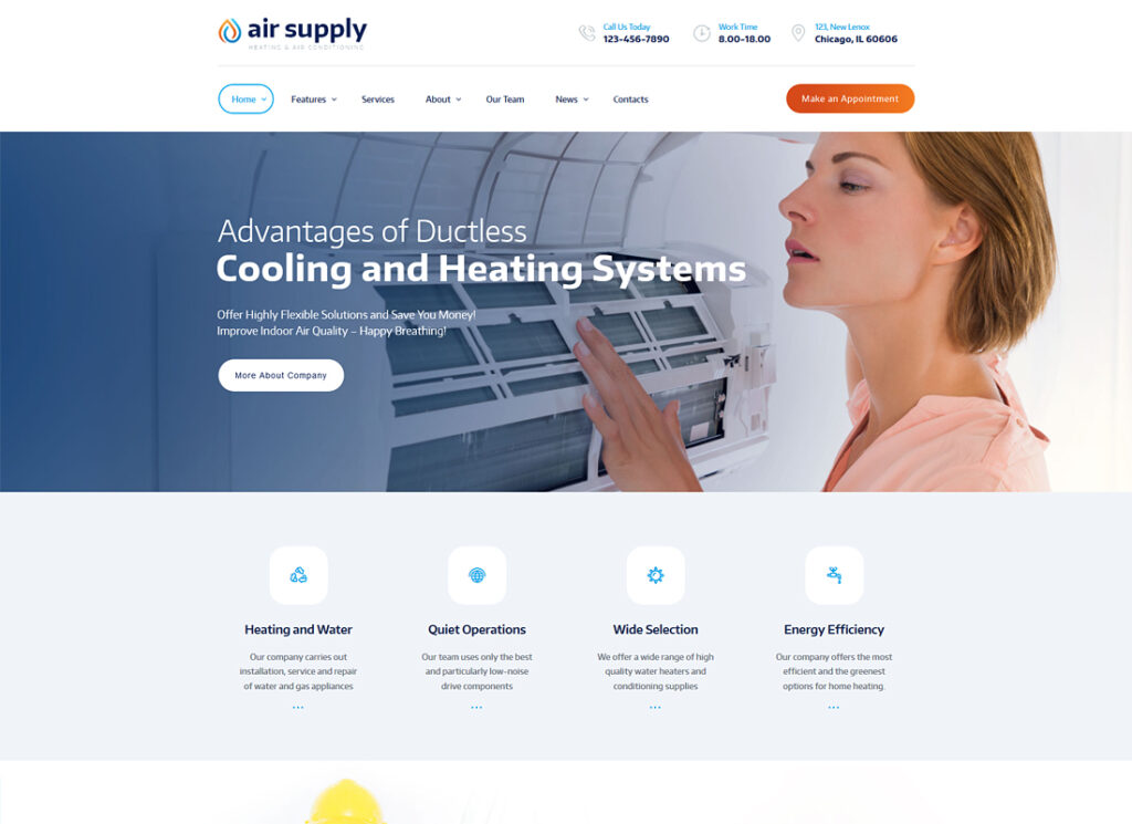 Air Supply | Conditioning Company and Heating Services WordPress Theme + RTL