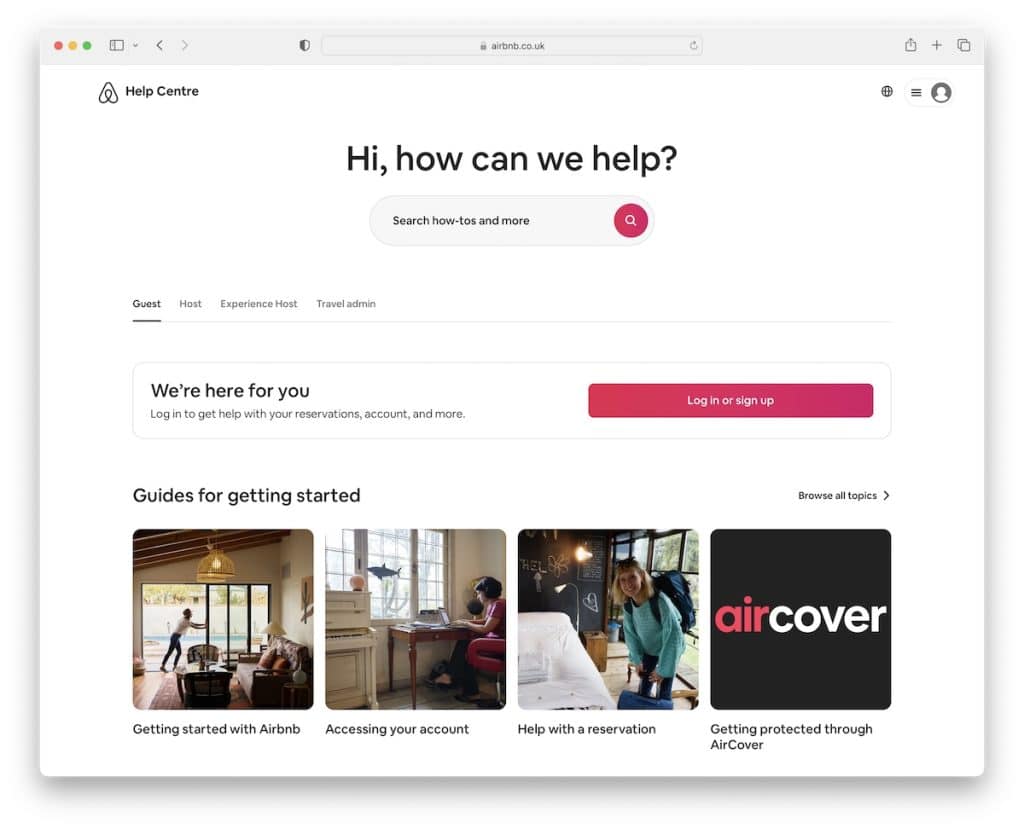 airbnb help center page example