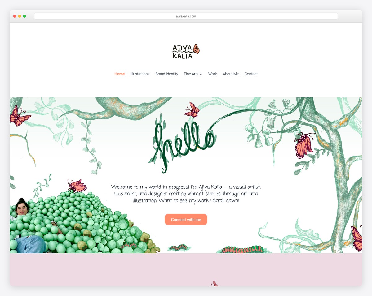Ajiya Kalia - minimalistic illustrator portfolio design