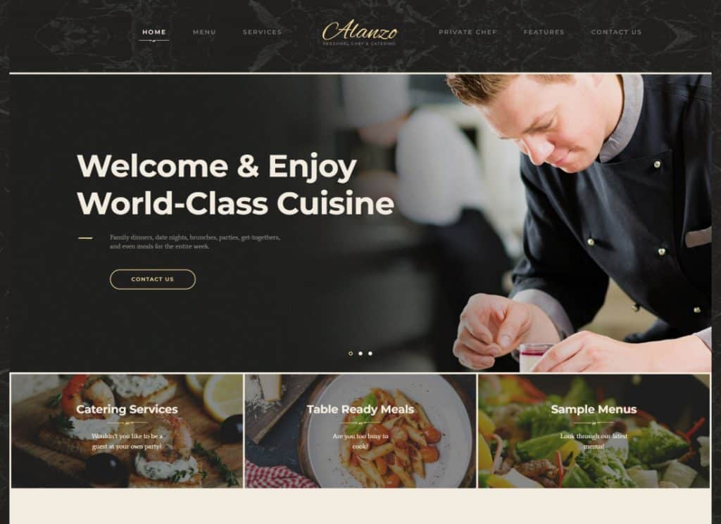 Alanzo - Personal Chef & Wedding Catering Event WordPress Theme