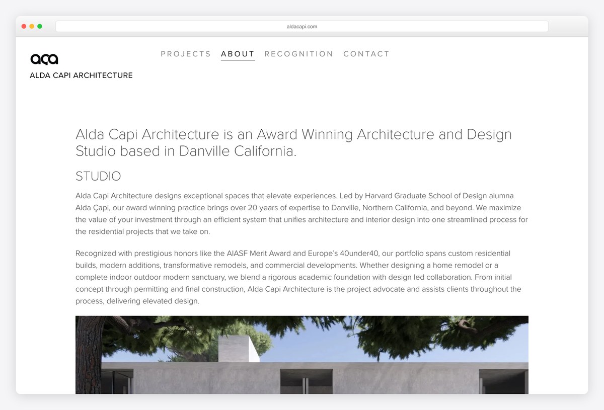 Alda Capi Architecture architecture portfolio website