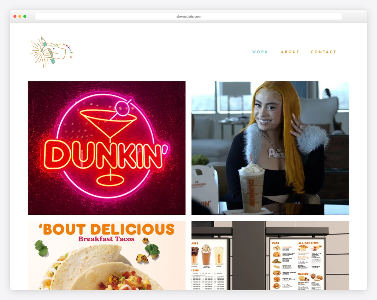 alex mcdaris squarespace portfolio example