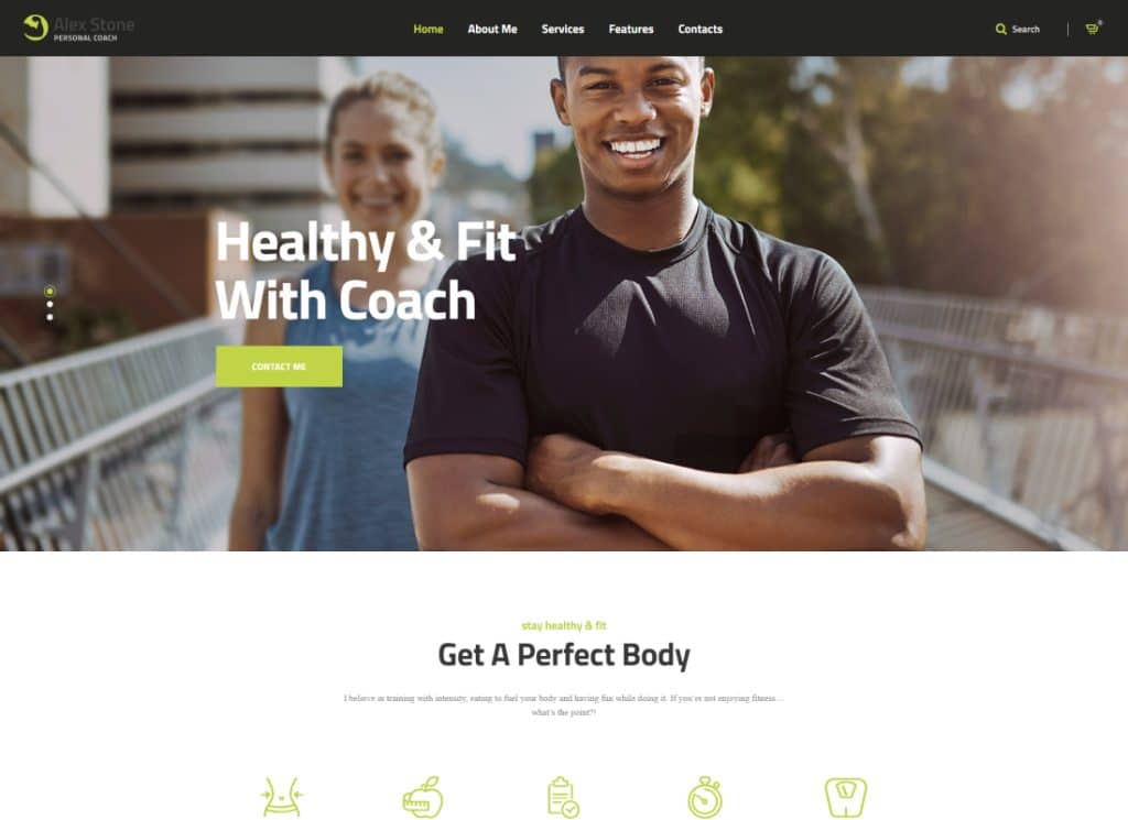 Alex Stone - Personal Gym Fitness Trainer WordPress Theme