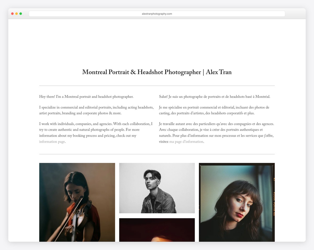 alex tran squarespace photography example