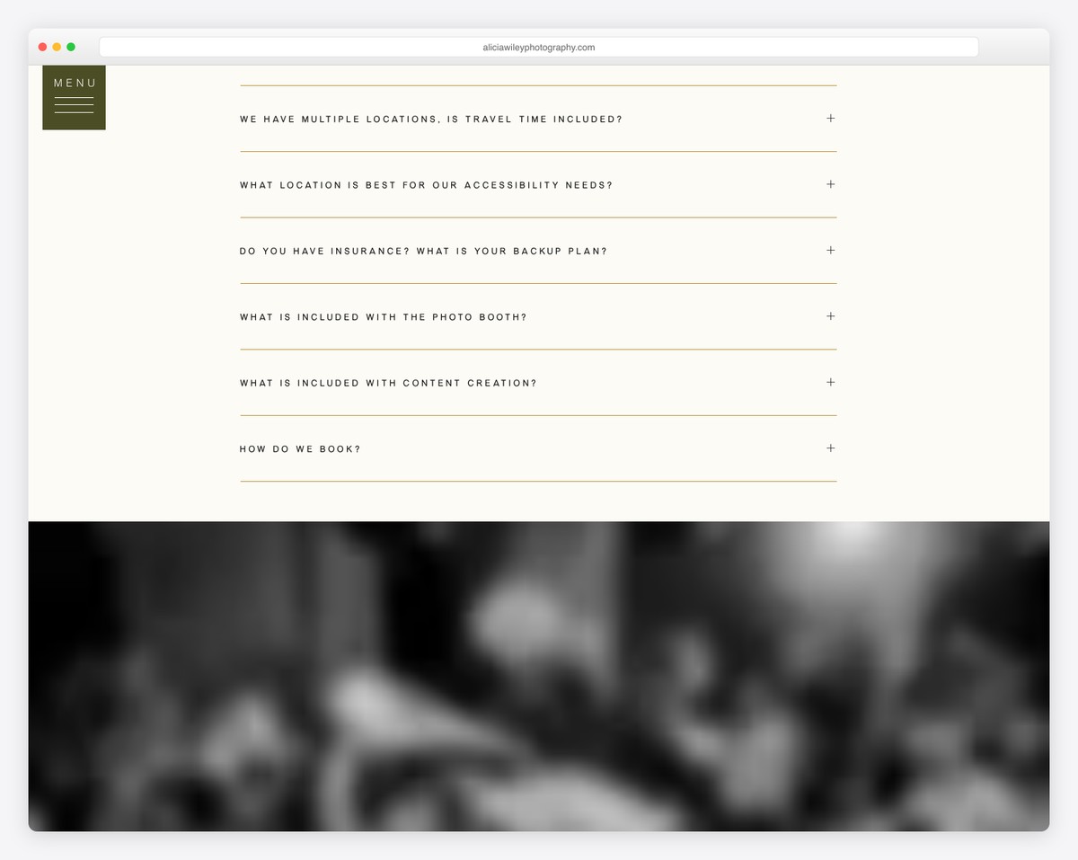 alicia wiley photography website example