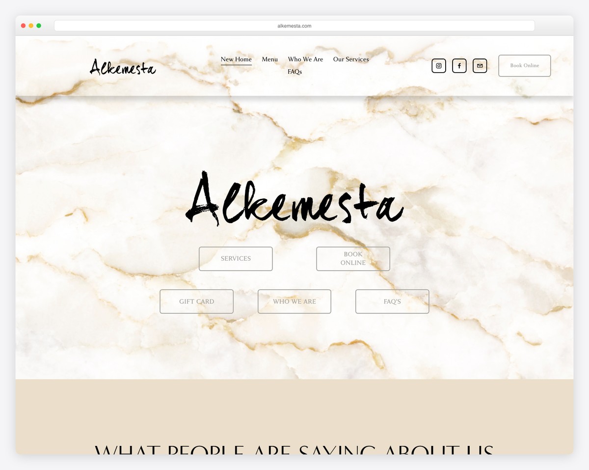 alkemesta beauty bar website example