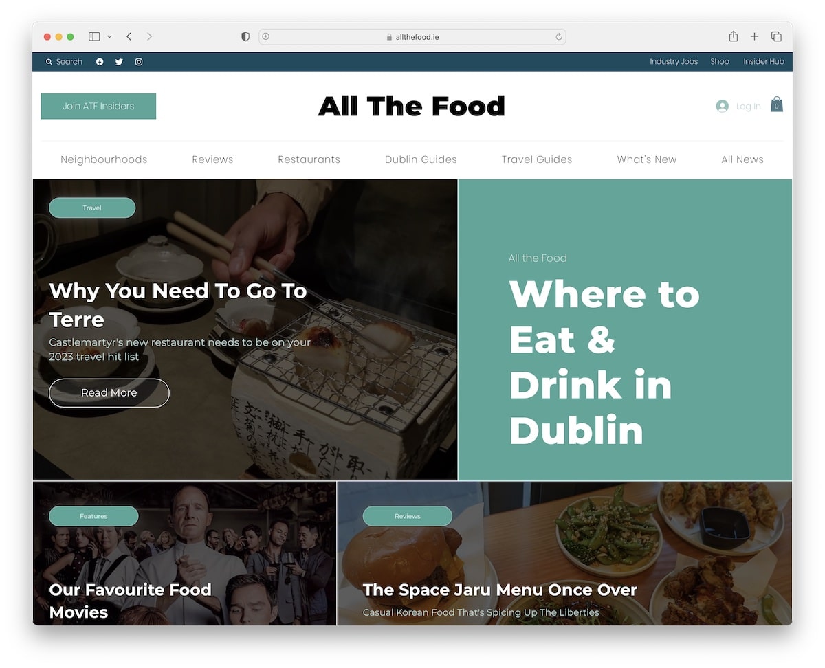 all the food wix blog example
