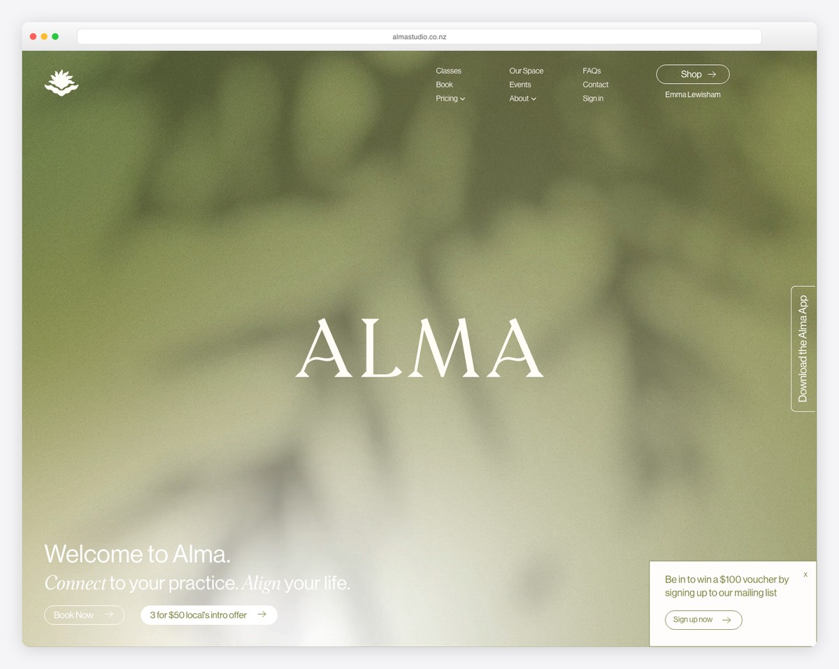 alma studio yoga website new zealand