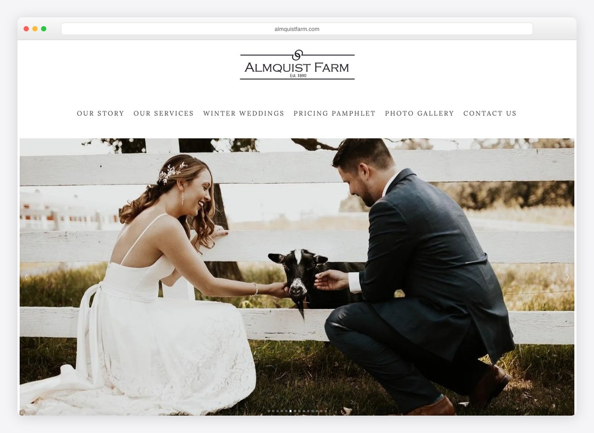 Almquist Farm event website homepage
