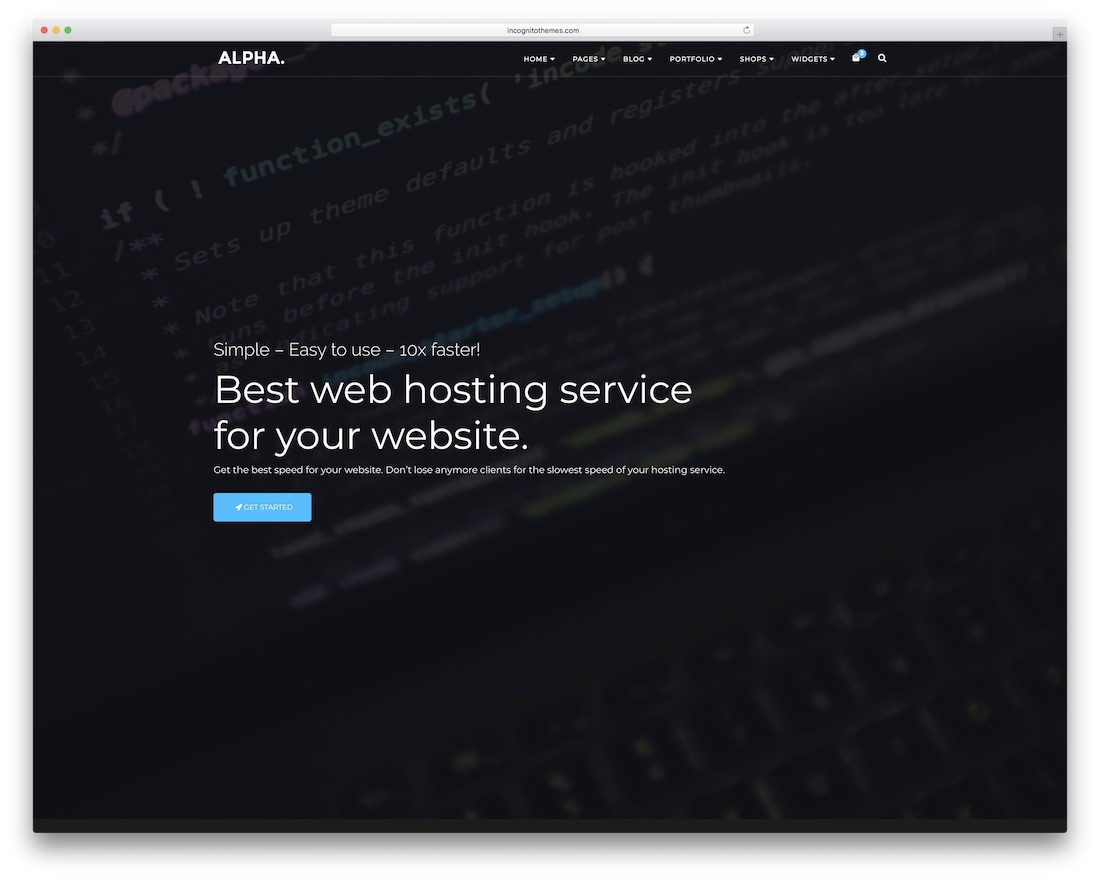 alpha dot web hosting website template