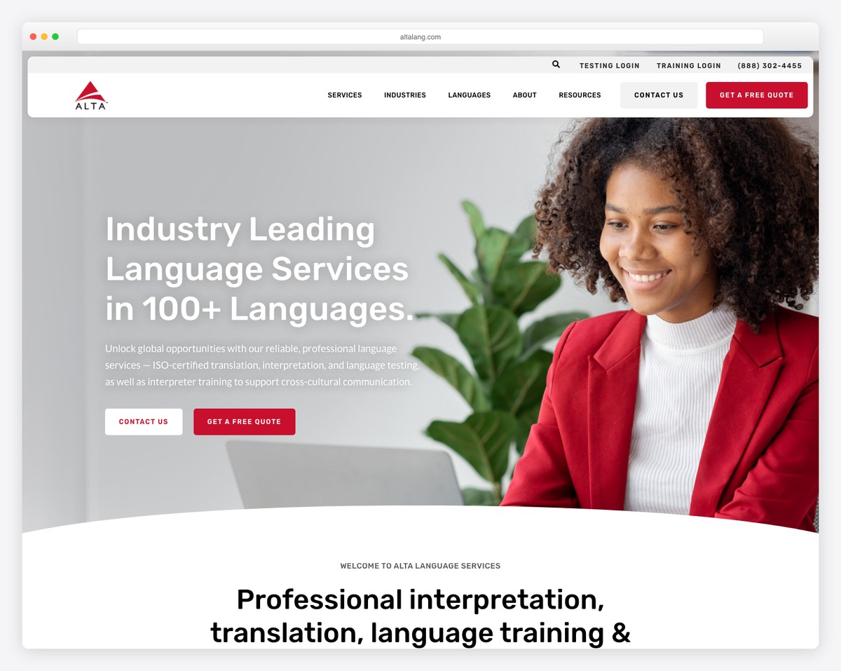 alta language services website example