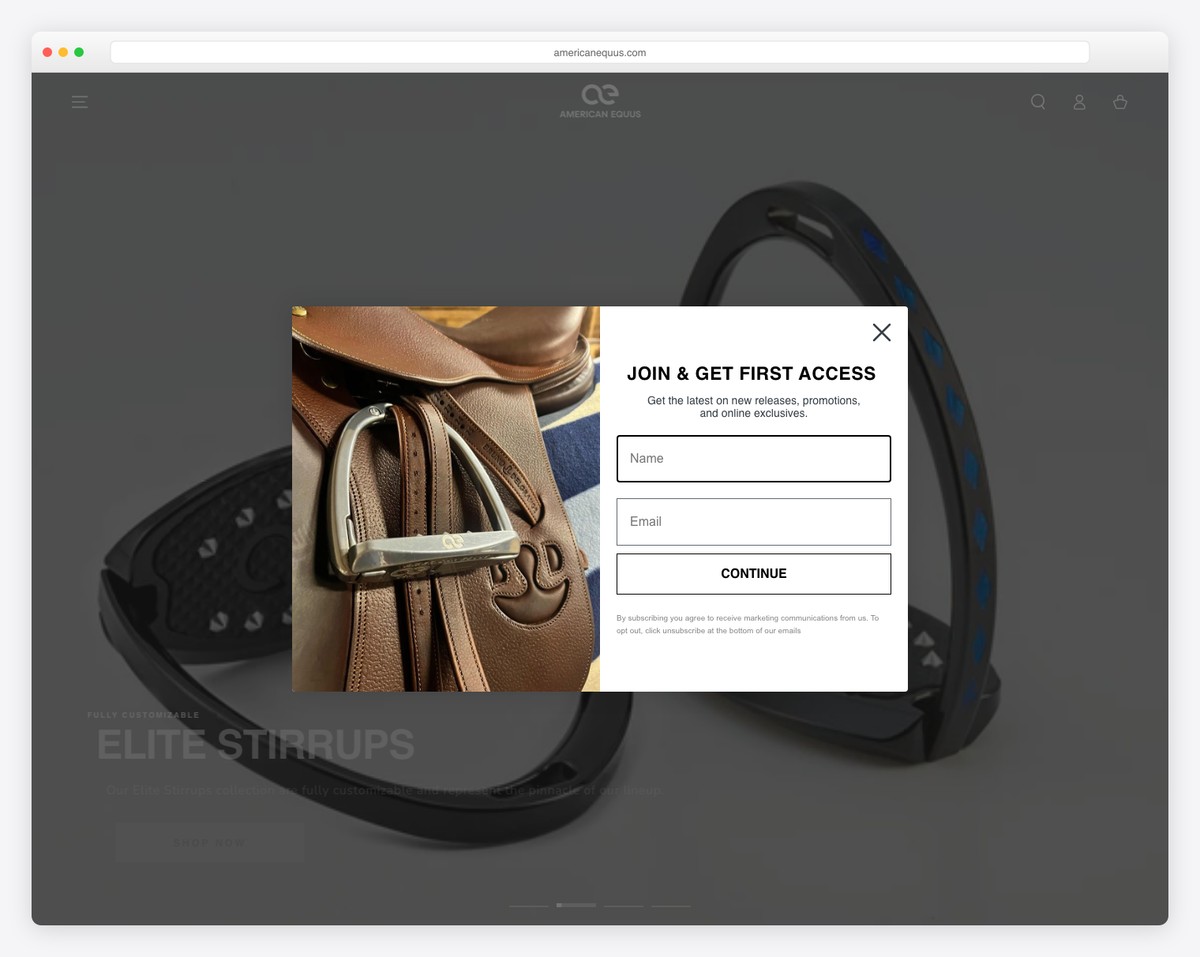 american equus - equestrian ecommerce website example
