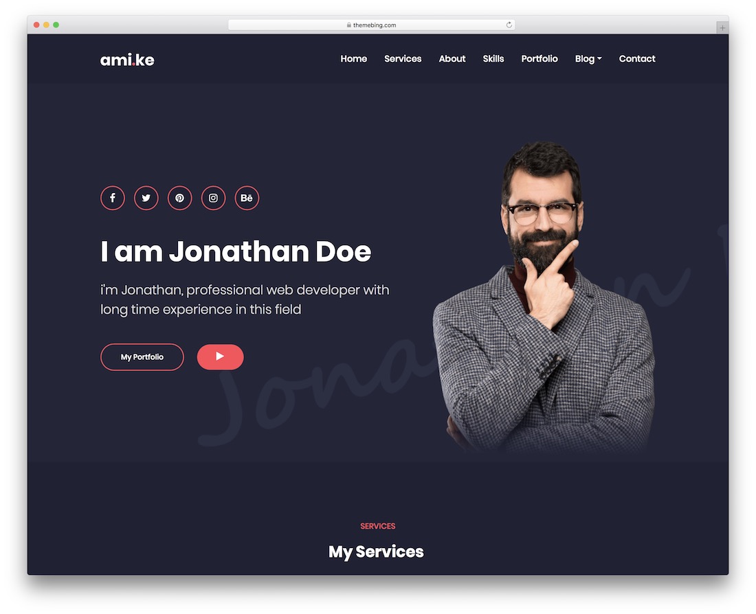 amike personal website template