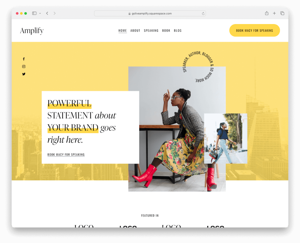 amplify squarespace writer template
